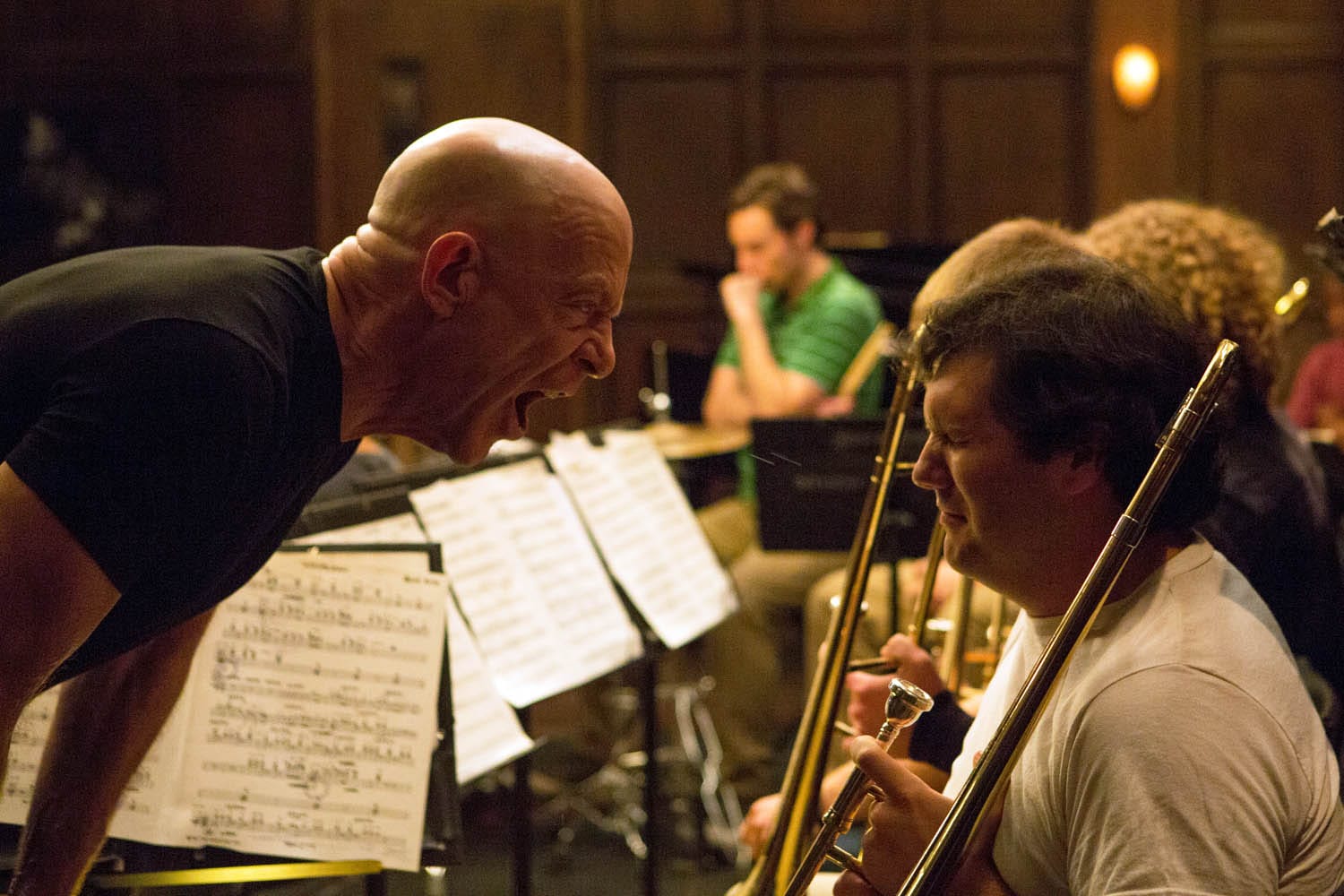 Terence Fletcher (J.K. Simmons) yells at a trombonist in Whiplash